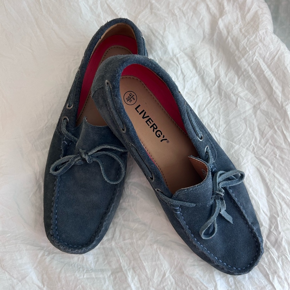 Livergy Blue Suede Slip-On Loafers Size Eur 41/ US Mens 8 NWOT